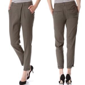 Vince Crossover Waist Linen Blend Ankle Pant Size 8